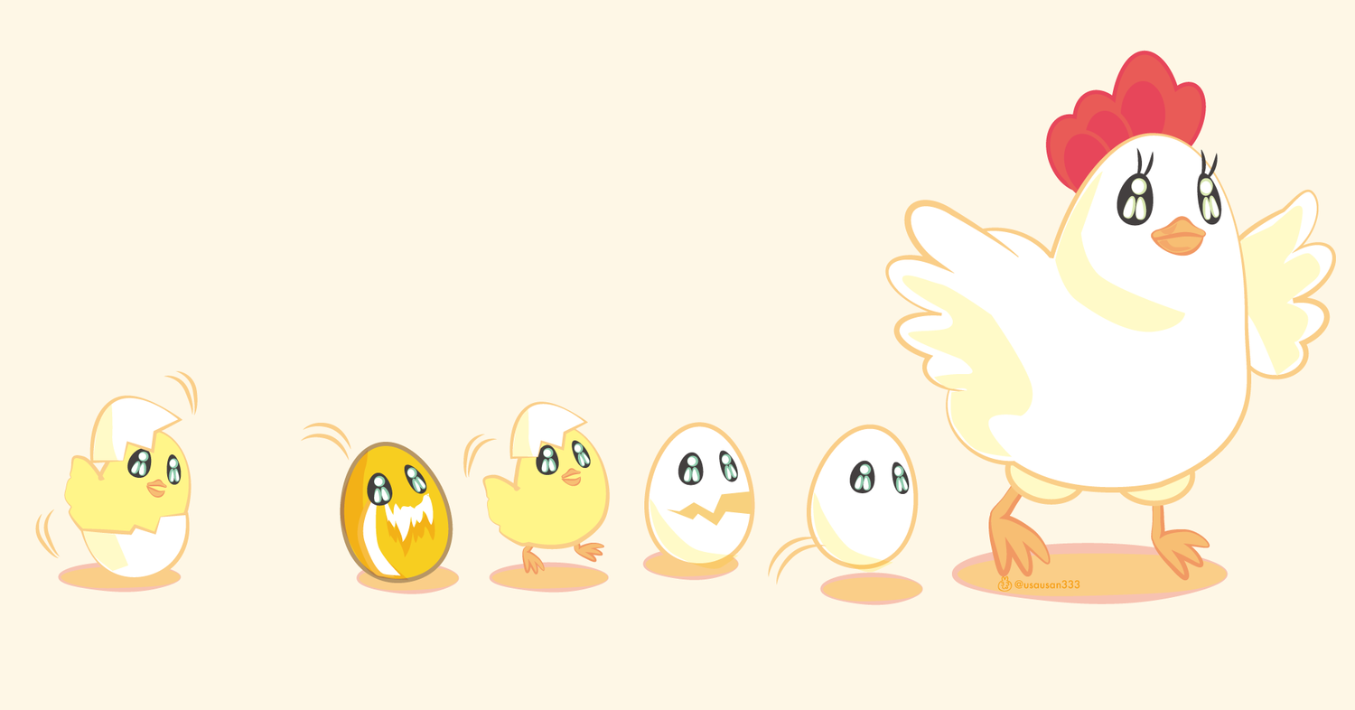 兎工房 宇佐兎三 うさうさん ショップ Usausan の にわとり母さん と たまご と ひよこ という名のオモイデ Suzuri スズリ